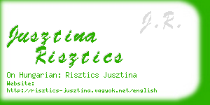 jusztina risztics business card